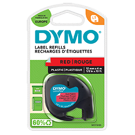 Dymo+91203+12mmx4m+Black+On+Red+Plastic+Tape